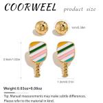 COORWEEL Sport Themed Statement Earrings 2 Pairs Pickleball Novelty Stud Earrings for Women Sports Jewelry Gift
