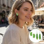 Dovbuqu 2 PCS Pickle Earrings for Women, Cute Pickle Jewelry, Fun Pickleball Earrings and Necklace, Unique Pickle Accessories for Everyday Wear, Lightweight and Comfortable Design