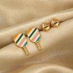 COORWEEL Sport Themed Statement Earrings 2 Pairs Pickleball Novelty Stud Earrings for Women Sports Jewelry Gift