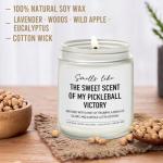 Pickleball Gifts for Women Men, Pickleball Lavender Wood Wild Apple Eucalyptus Scent Candle 9OZ - Funny Pickle Ball Gifts for Lovers, Players, Fans, Sports