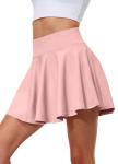 Hiwzffy Pleated Tennis Skirts for Women High Waisted Golf Skorts Tummy Control Skirts with Shorts Pockets Lightweight Pink L