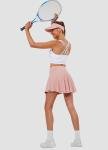 Hiwzffy Pleated Tennis Skirts for Women High Waisted Golf Skorts Tummy Control Skirts with Shorts Pockets Lightweight Pink L