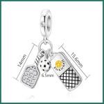 Artiyoo Pickleball Triple Dangle Charm 925 Sterling Silver Charms Fit Women Bracelet And Necklaces Bead Charm Pendant Jewelry Gifts For Family Friends