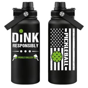 Fufandi Pickleball Gifts - Pickle Ball Dink Responsibly - Christmas, Birthday Gifts for Men, Women, Pickleball Lovers, Player Coach - Pickle Ball Tumbler Cup 32oz