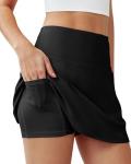 AB-Eleven Skorts for Women Tennis Golf Skirt with Pockets Shorts High Waisted A Line Mini Skirts Athletic Workout Pickleball Black