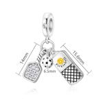Artiyoo Pickleball Triple Dangle Charm 925 Sterling Silver Charms Fit Women Bracelet And Necklaces Bead Charm Pendant Jewelry Gifts For Family Friends