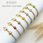 BydGxy Softball Volleyball Soccer Basketball Football Tennis Pickleball Stretchy Beaded Bracelet for Women, 14K Gold Plated Sports Jewelry Gifts for Her, with Inspirational Card (Pickleball)