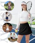 AB-Eleven Skorts for Women Tennis Golf Skirt with Pockets Shorts High Waisted A Line Mini Skirts Athletic Workout Pickleball Black