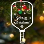 Abilat Acrylic Pickleball Paddle Ornaments - Christmas Tree Wreath Hanging Decorations, Xmas Holiday New Year Gifts for Pickleball Lovers