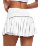 JoyGirl Pleated Tennis Skirt for Women with Shorts High Waisted Golf Skort Mini Skirt Workout Athletic Skorts Skirts with Pockets (White,Small)