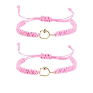 New valley warbler Handmade Pickleball Bracelet, Adjustable Woven Cord, Sports Jewelry Gift, Set of 2 (Pink)