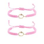 New valley warbler Handmade Pickleball Bracelet, Adjustable Woven Cord, Sports Jewelry Gift, Set of 2 (Pink)