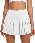 JoyGirl Pleated Tennis Skirt for Women with Shorts High Waisted Golf Skort Mini Skirt Workout Athletic Skorts Skirts with Pockets (White,Small)