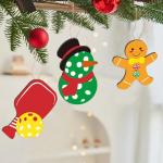Pickleball Christmas Tree Ornaments, 12-Piece Wooden Set – Approx 8cm Festive Charm
