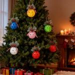Pickleball Christmas Ornaments for Tree, Life-Size, Pickleball Xmas Tree Decorations, Set of 6 (Ball Dia: 74mm)