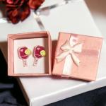 Pickleball Earrings, Handcrafted Studs (Magenta/Pink)