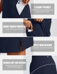PINSPARK 20" Knee Length Skorts for Women UPF 50+ Golf Tennis Skirts High Waist Athletic Skort 3 Pockets Split Hem for Pickleball Workout,Navy Large