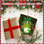 Christmas Gnome Pickleball Ornaments, Wood Hanging Sports Christmas Tree Decorations with Sports Ball and Bow, Pickleballs Gifts for Pickleballs Lovers Fans Holiday Party Office Indoor Car Supplies