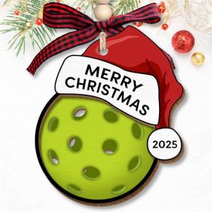 MAPDTWO Pickleball Ornament 2025 - Pickleball Gifts - Pickle Ball Ornaments for Christmas Tree - Funny Pickleballs Sports Gifts for Women, Men, Lovers, Players - 2 Layered Wood Christmas Ornament