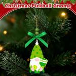 Christmas Gnome Pickleball Ornaments, Wood Hanging Sports Christmas Tree Decorations with Sports Ball and Bow, Pickleballs Gifts for Pickleballs Lovers Fans Holiday Party Office Indoor Car Supplies