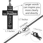 BECKWJE Sport Necklace for Men Pickleball Necklace Stainless Steel Cross Pendant Father's Day Gifts for Men Pickleball Fans Bible Verse 19:26