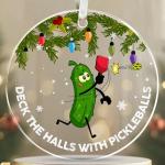 Pickleball Ornaments for Christmas Tree Decorations - Pickle Ball Christmas Ornament - Pickleball Lovers Gifts Ideas for Women Men - Acrylic Keepsake Xmas Decor
