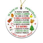 MEDROC Pickleball Ornament for Chrismtas Tree - Round Ceramic 3", Funny Pickleball Christmas Gifts for Friends Women Men, Holiday Season Decorations