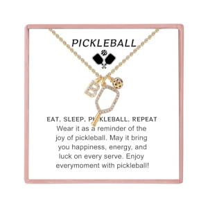 Pickleball Gifts for Women Sport Lovers Teams, Pickleball Necklace with Initial Letter, Personalized Pickleball Jewelry for Women (Gold-B)