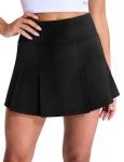 MIER Golf Skirts for Women Pleated Tennis Skirts Lightweight Athletic Skort with Pocket Workout Pickleball,Black,L