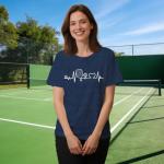 IFQ Pickleball Shirt for Women Heartbeat Pickleball Lover Player T-Shirt Funny Sport Tee Tops Blue