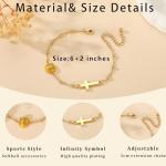 VULETO Pickleball Bracelet Gifts for Girls Women, Cross Link Chain Sport Accessories Birthday Christmas Christian Jewelry Gifts for Teen Girls 8-12 Team Coach Lover Player Gold Plated