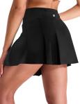 MIER Golf Skirts for Women Pleated Tennis Skirts Lightweight Athletic Skort with Pocket Workout Pickleball,Black,L