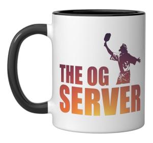 The OG Server Jesus Pickleball Ceramic Mug, Black/White