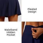 LXNMGO Women's High Waist Pleated Tennis Skirt with 4 Pockets Lightweight Athletic Golf Skorts Skirts for Running Workout Navy Blue, L