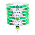 Pickleball Bracelets for Women Clay Heishi Bracelets Pickleball Paddle Charm Bracelet Stackable Pink Beaded Stretch Bracelets Game Day Sport Pickleball Jewelry Accessories Party Gifts (Style I)