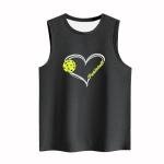 Womens Sleeveless Tank Top Heart Print Graphic Tee Summer Casual Workout Shirt Sports Pickleball Tops Gray