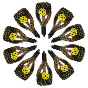 ibasenice 10pcs Inflatable Pickleball Racket and Ball Foil Balloons Yellow Sports Party Decorations for Birthday and Themed Event Supplies