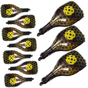 Alasum 10pcs Pickleball Foil Balloons and Racket Balloons Set Yellow Sports Party Decorations for 'birthday Pickle-themed Event Supplies