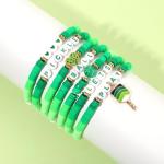 Pickleball Bracelets for Women Clay Heishi Bracelets Pickleball Paddle Charm Bracelet Stackable Pink Beaded Stretch Bracelets Game Day Sport Pickleball Jewelry Accessories Party Gifts (Style I)