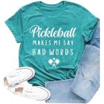 Cutesong Pickleball Shirt for Women Pickleball Player T-Shirt Funny Sports Lover Short Sleeve Cyan