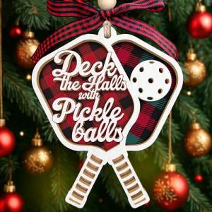 TEEBIM Pickleball Gifts - Pickleball Ornament - Pickle Ball Ornaments for Christmas Tree - Funny Pickle Ball Sports Gifts for Women, Men, Lovers, Players - 2 Layered Wood Christmas Ornament 2025