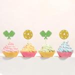 BOBYIYI 24 Pcs Pickleball Cupcake Toppers Pickleball Cake Decorations for Kids Pickleball Party Birthday Decor Sport Themed Birthday Retirement Party Supplies Glitter Green Golden