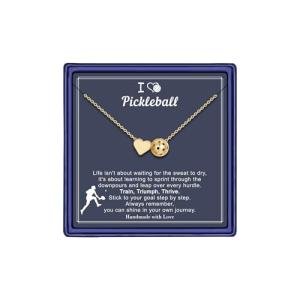 Turandoss Pickleball Necklaces for Women Jewelry Gifts Trendy - Dainty 14K Gold Plated Heart Necklace for Women Personalized Gold Heart Sport Necklaces for Sports Fans Sports Lovers Teams Coach Gifts