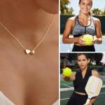 Turandoss Pickleball Necklaces for Women Jewelry Gifts Trendy - Dainty 14K Gold Plated Heart Necklace for Women Personalized Gold Heart Sport Necklaces for Sports Fans Sports Lovers Teams Coach Gifts