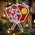 V VIBEPY All Over Printed Pickleball Ornament 2025, Pickleball Christmas Ornaments, Pickleball Gift Acessories Christmas 2 Layers Ornaments for Tree Hanging