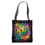 Colorful Pickleball Paint Splash Ball Tote Bag