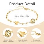 MORIANCE Pickleball Bracelets for Women 14K Gold Plated Adjustable Pickleball with Heart Charm Bracelet Pickleball Stuff Pickleball Gifts for Team Sports Jewelry Gift for Christmas Birthday