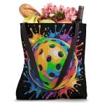 Colorful Pickleball Paint Splash Ball Tote Bag