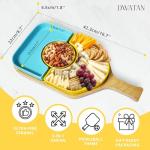 DWATAN Pickleball Paddle Snack Tray Set, Ceramic Serving Plates with Bamboo Charcuterie Board, Paddle Appetizer Platter for Parties, Unique Pickleball Gifts for Women and Men