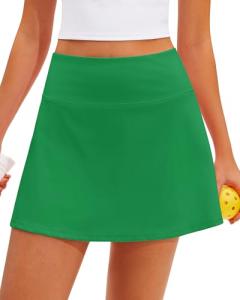 Stelle Women Skort High Waisted Tennis Skirt with Pockets Mini A Line Casual Skirts for Athletic Golf Pickleball (Kelly Green,L)